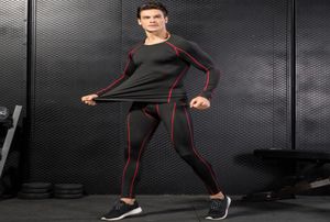 Russland Lokale Lieferung Kompression Tracksuit Fitness Tight Run Set Shirt Legging Men Sportswear Demix Black Gym Sport Anzug2154039