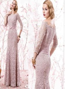 2019 New Pink Elegant Full Lace Mermaid Mother of the Bridal Dresses Off Soulder