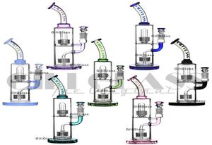 Tubatura del tabacco da giaccino gorgogliatore doppio perc qualità di vetro unica fumatori di cera in acqua di bong pipi tamponati percolater da 188 mm movierlewer31501236