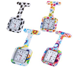 10pcs Square face fashion women ladies nurse pocket watches Medical Doctor silicone colorful flower printing watch9921327