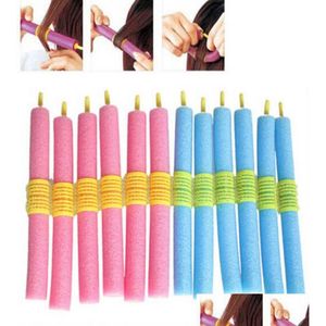 Hårrullar Nya 12st mjuka Bendy DIY Magic Curlers Tool Styling Svamp curling9644306 Drop Leverans Products Care Tools Otayl