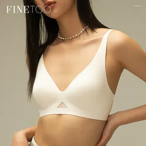 Bras FINETOO Deep V Seamless Bra Women Sexy Hollow Underwear Ladies Comfortable Wireless Brassiere Soft Female 3/4 Cup Lingerie