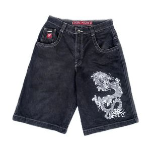 Jnco Y2K Shorts Mens HARAJUKU HIP HOP Chinese Dragon Graphic Printing Worbgy Denim Gym Gothic Men Basketball 240325