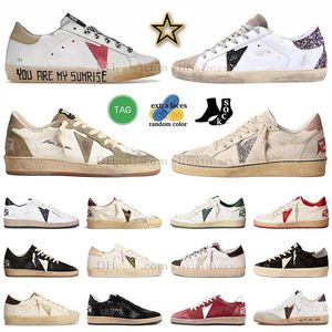 Projektant Low Golden Sneakers Buty damskie damskie skórzane gwiazdy kulki różowe srebrne lśniące brudne stare mokasyna platforma luksusowe super gwiazdy trenerzy