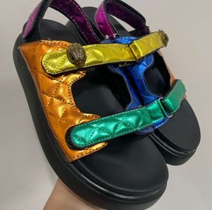 Kurt Geiger Sandals Platform Slippers Women Ing Rainbow Summer Beach Designer Slides Flat Shoes Eagle Heage Diamond Hook Loop Huh6