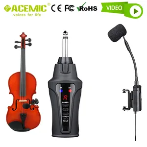 Microfones Violino Microfone sem fio Pickup Radio System Condenser para String Clip-On Instrument Mic Recording Acemic Rechargable