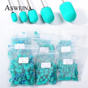 BITS 50PCS Zielone zaślepki paznokci Paski z gumową wiertarką Polishing Art Rotacja Usuń Burrs Manicure Pedicure Akcesoria