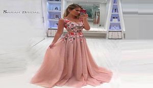 Vneck Appliques spazza abiti da ballo rosa Vestidos de Festa Abbigliamento da sera in stock di abiti di altezza di altezza5810174