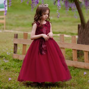 Sweet Wine Navy Blue Pink Jewel Girl's Birthday/Party Dresses Girl's Pageant Dresses Flower Girl Dresses Girls Everyday kjolar Kids 'Wear SZ 2-10 D408274