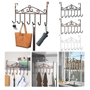 Hooks Over Door Metal Hanger Bracket 7 Nail-free Rear Hook Clothes Towel Hat Coat Storage Rack