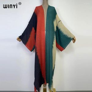 Summer Printing Pleated Dress Beach Wear Swim Suit Elegant Africa Women Boho Cardigan Sexy Holiday Long Sleeve Kimono