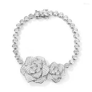 Chains S925 Luxo de prata com diamante Camellia Rose Bracelet de design da moda senso para transmitir ao vivo feminino pequeno