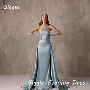 Party Dresses Giggle Satin Mermaid Strapless Sleeveless Formal Elegant Prom Gown Floor-length Luxury Evening For Women 2024