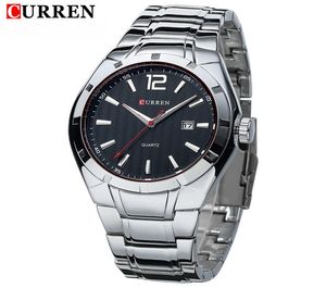 2018 New Curren Luxury Brand Men Sports Watches Men Quartz Watch Men de aço inoxidável Moda Casual Wrist Watch Relogio Masculino1509998