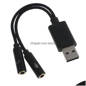 Sound Cards Card Usb-A To 3.5Mm Jack With Separate Microphone Headset Connector O Adapter Mutual Convertors Drop Delivery Computers Dh68F