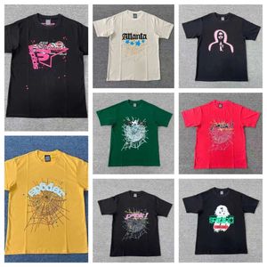 2024 SP5DER 5555 TEESデザイナーレッドスパイダーメンズTシャツYoung Thug Angel Tシャツ男性レディースTシャツ刺繍ファッションプリントストリート服ウェブパターンWeb ZV