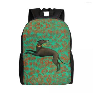 Backpack Custom SIHTHOUND GREYHOUND FLUMES ART MEN Women Modes Bookbag für College -Schulhundtierbeutel