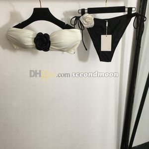 Çiçek dekorasyon bikini set kadın mayo yastıklı iki parçalı set