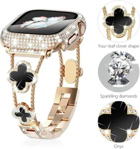 Bling Diamond Pasek do zegarków 40 mm 45 mm 44 mm 41 mm 42 mm 38 mm metalowy pasek dla IWatch Series 7 SE 6 5 4 Kobiet Bransoletka 240326