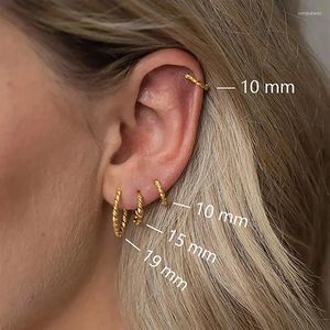 Orecchini a cerchio Classic Gold Plodato Simple for Women Twisted Round Piercing Huggie Small Fashion Party Gioielli all'ingrosso