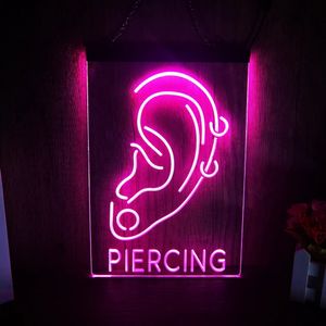 Piercing Beauty Shop liderou a arte da parede de escultura neon-3D para HomeroOmbedOfficeficeFarmhouse Decor 240407