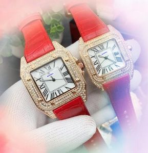 Auto Timer Brand Liebhaber Uhren für Frauen Männer Square Lady Girl Square Arabische Ziffern Rose Gold Silber Kuh Leder -Gurte Römische Tank Zifferblatt Armband Uhren Geschenke