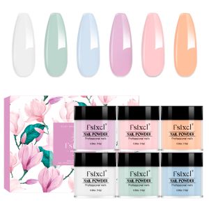 Liquids Fsixcl 6 Conjunto de cores Dipping Acrílico Design de escultura de escultura na unha para manicure verde azul pigmento rosa pó 3 em 1 kit de partida