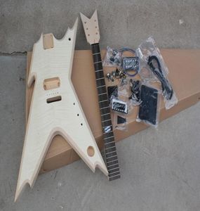 Factory Electric Insolita Shape Guitar Kit semifiniti con bridgede fisso guitarflame maple veneerblack hardwarecan be cha1841931