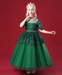 Pretty Wine Green Pink Jewel Girl's Birthday/Party Dresses Girl's Pageant Dresses Flower Girl Dresses Girls vardag kjolar barnkläder SZ 2-10 D408295