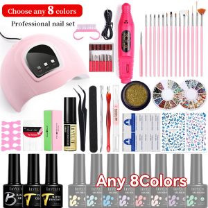 Kits LILYCUTE Manicure Set With 36W Nail Lamp Optional Any 6/8/10/12 Colors Gel Nail Polish Set Nail Art Sets Kits Pour Les Ongles