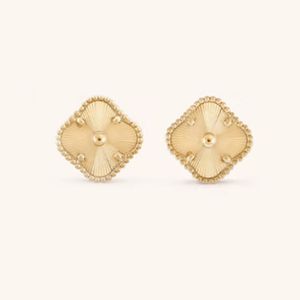 stud earrings designer for women 925 sterling silver needle 15MM wide mother of pearl onyx 4 four leaf clover earring 18k gold jewelry woman girls party daily outfit