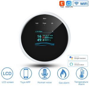 Detector Kitchen Gas Detector Alarm WiFi Connection Tuya App Control Alarm Message Push Live Buzzer Siren Color Screen Safety Gas Sensor