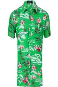 セクシーな夏のハワイアンビーチスタイル3Dグラフィッククリスマスフラミンゴ花柄の男性プリントカジュアルシャツアロハホリデービーチトップシャツ5PCS8333578