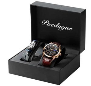 POEDAGAR 2021 Fashion New Mens Watches Sports Leather Watch Waterproof Luminous Top Brand Luxury Quartz Wristwatch with Date H10125594426