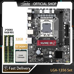 PADS LGA 1356 Kit Motherboard Set Combo Xeon E5 2420 V2 CPU 2*16GB = 32 GB DDR3 Memory RAM 1333MHz ECC Reg Kit NVME M.2 Main Board