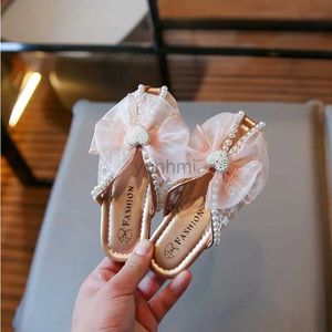 Slipper Children Love Pearl Girl Soft Sole Princess Shoes Summer Fashion Party Dress Slippers High Quality Soft Kids Outdoor Slippers 240408