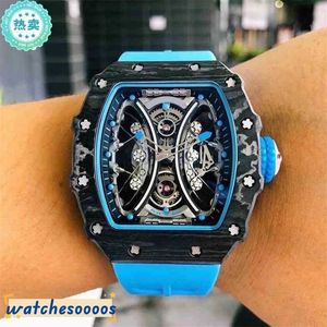 豪華な最高品質の腕時計機械式時計腕時計リストウォッチデザイナーメカニクスビジネスレジャーRM53-01自動ブラックカーボンファイバーテープ