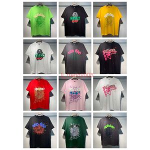 SP5DER T SHIRT MENS Womens Projektanci T koszule Czarne różowe białe czerwone zielone topy Man Fashion Casual Shirt Shorts Ubrania rękawowe RF