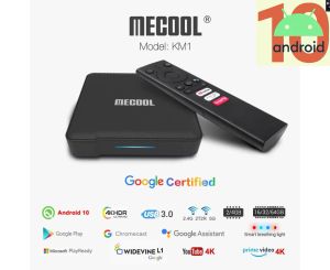 Box Me Cool KM1 ATV MECOOL Google Certified Andriod 10 TV Box 4G 64G AMLOGIC S905X3 2T2R WIFI 4KプレーヤーボイスコントロールYouTube