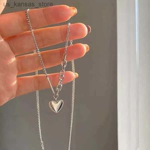 Pendant Necklaces Y2K Retro Crystal Heart Pendant Necklace Women Light Luxury Egirl Punk Grunge Clavicle Chain 2023 Fashion Jewelry Party Gifts240408