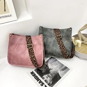 Bolsas de ombro Ladies Leopard Print Strap Messenger Bag Europeu e American Retro moda ji feminino simples