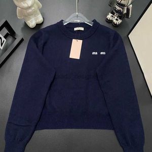 Designer women's sweater Original label miu family autumn new casual and fashionable woolen sweater round neck letter jacquard versatile long sleeved top for women