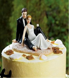ビーチウェディングカップルケーキトッパーカジュアルな花嫁と花groomロマンチックな結婚式の飾り最新2573205