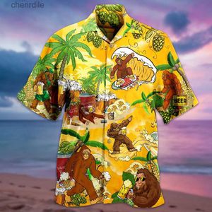 Camicie casual maschile da uomo hawaiaian camicia da uomo gorilla divertente camicia cubana a maniche corte 3d club estivo per le vacanze estate top yq240408