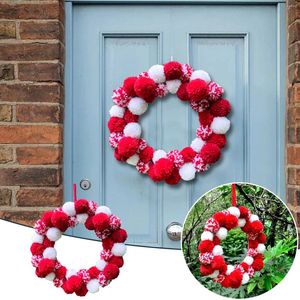 Flores decorativas grinaldas de Natal para porta da frente Red Decorações fofas de cabides de cachorro externo interno