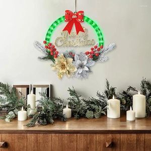 Flores decorativas 1 PCS Grinaldas de Natal para a grinalda da porta da frente com luzes como mostrado picks Green Pretty Garland Decor