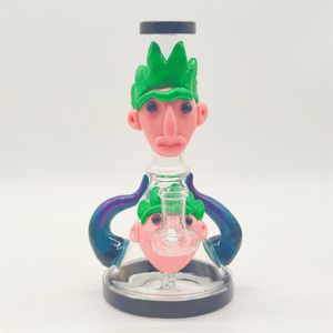 2024 HEADY BONG GLASS HANDCRAFT 20 cm 8 tum 3D Grön hår Cool Amin Figure Variation Kind Hookah Water Pipe Bong Glass Bongs 14mm Bowl