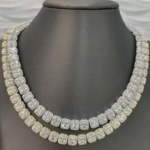 Luxury Jewelry 925 Sterling Silver Baguette Vvs Moissanite Diamond Iced Out Tennis Chain Link Necklace