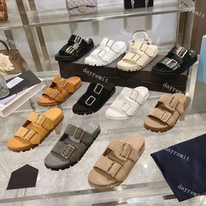 Designer Sandals Leather Sandals Buckle Sandal Rubber Thick Soled Gear Hollow Baotou Slippers Ladies Casual Roman Tide Outdoor Beach Slides