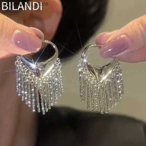 Charm Bilandi Modern Jewelry Metallic Heart Buckle With Multi Chain Tassel Earrings for Women Girl Gift 2023 Trend New Accessories240408